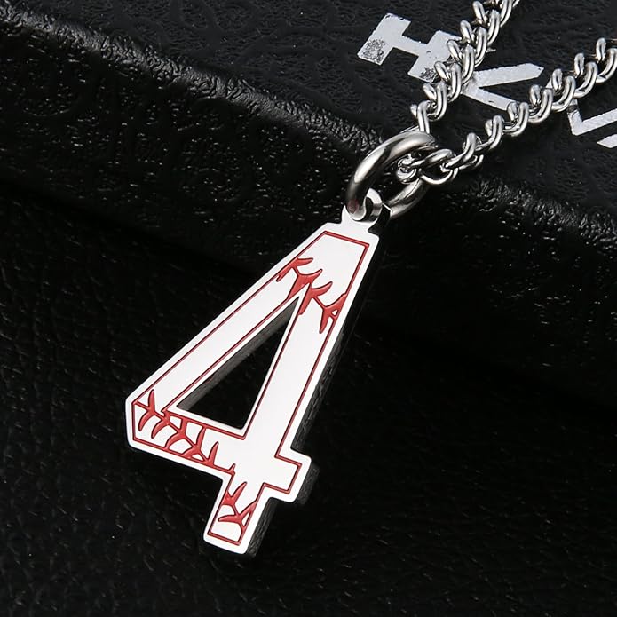 HZMAN Baseball Initial Pendant Necklace Inspiration Baseball Jersey Number 0-9 Charms Stainless Steel Necklace(Silver-5), Stainless Steel