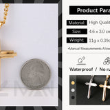 HZMAN Mens Polished Stainless Steel Silver Cross Pendant Necklace 22+2 Inches Chain