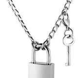 HZMAN Lover Heart Padlock Necklace Padlock Collar Choker for Men Women with Lock and Key 24 Inch