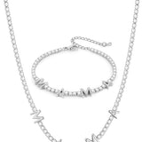 HZMAN Rhinestone Necklace & Bracelet for Women Jewelry Sets for Prom
