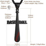 HZMAN Baseball cross pendant, I CAN DO ALL THINGS STRENGTH Bible verse stainless steel chain 22+2 inch chain