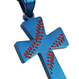 HZMAN Baseball Cross Pendant, I CAN DO ALL THINGS STRENGTH Bible Verse Stainless Steel Necklace , Stainless Stee