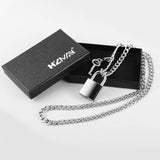 HZMAN Lover Heart Padlock Necklace Padlock Collar Choker for Men Women with Lock and Key 24 Inch
