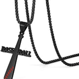 HZMAN Baseball cross pendant, I CAN DO ALL THINGS STRENGTH Bible verse stainless steel chain 22+2 inch chain