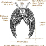 HZMAN Angel Wing Necklace for Men Women Stainless Steel Gothic Punk Angel Wing Cross/Angel Pendant Faith Amulet Jewelry Gift