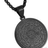 HZMAN Vintage Stainless Steel Seven Archangels Pendant Necklace Seal 22+2" Necklace