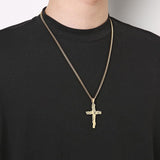 HZMAN Tree Shape Cross Necklace for Men Women Stainless Steel High Polished Tree of Life Cross Necklace Pendant Jewelry Gift