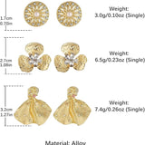 HZMAN 3Pcs Leaf Flower Earrings for Women Non Pierced 14K Gold Plated Clip on Earrings Party Wedding Earring Jewelry Gift