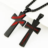 HZMAN Baseball Cross Pendant, I CAN DO ALL THINGS STRENGTH Bible Verse Stainless Steel Necklace , Stainless Stee