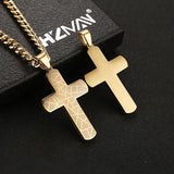 HZMAN Cross Necklace for Men Stainless Steel Polished Crucifix Necklace with 24Inch Cuban Chain