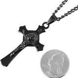 HZMAN Stainless Steel Saint Benedict Cross Pendants Necklace INRI (Black), Stainless Steel