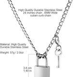 HZMAN Lover Heart Padlock Necklace Padlock Collar Choker for Men Women with Lock and Key 24 Inch