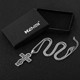 HZMAN Vintage Orthodox Cross Crucifix Stainless Steel Pendant Necklace 22+2 Inches Chain, Colour Silver Gold Black
