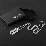 HZMAN Mens Stainless Steel Razor Model Dog Tag Pendant Hip Hop Necklace, 22 + 2" Chain(Black), Stainless Steel