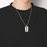 HZMAN Mens Stainless Steel Razor Model Dog Tag Pendant Hip Hop Necklace, 22 + 2" Chain(Black), Stainless Steel