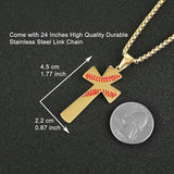 HZMAN Baseball Cross Pendant, I CAN DO ALL THINGS STRENGTH Bible Verse Stainless Steel Necklace , Stainless Stee