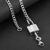 HZMAN Lover Heart Padlock Necklace Padlock Collar Choker for Men Women with Lock and Key 24 Inch