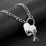HZMAN Lover Heart Padlock Necklace Padlock Collar Choker for Men Women with Lock and Key 24 Inch