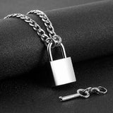 HZMAN Lover Heart Padlock Necklace Padlock Collar Choker for Men Women with Lock and Key 24 Inch