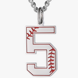 HZMAN Baseball Initial Pendant Necklace Inspiration Baseball Jersey Number 0-9 Charms Stainless Steel Necklace(Silver-5), Stainless Steel