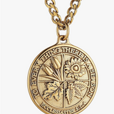 HZMAN Coin Necklace Men's Stainless Steel Necklace Pendant Retro Ecclesiastes Bible Verse Round Medal Necklace Jewelry Gift