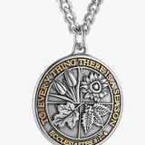 HZMAN Coin Necklace Men's Stainless Steel Necklace Pendant Retro Ecclesiastes Bible Verse Round Medal Necklace Jewelry Gift