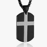 HZMAN Isaiah 41:10 Jewelry, Stainless Steel cross Dog Tag Necklace STRENGTH Bible Verse