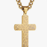 HZMAN Cross Necklace for Men Stainless Steel Polished Crucifix Necklace with 24Inch Cuban Chain