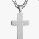 HZMAN Cross Necklace for Men Stainless Steel Polished Crucifix Necklace with 24Inch Cuban Chain